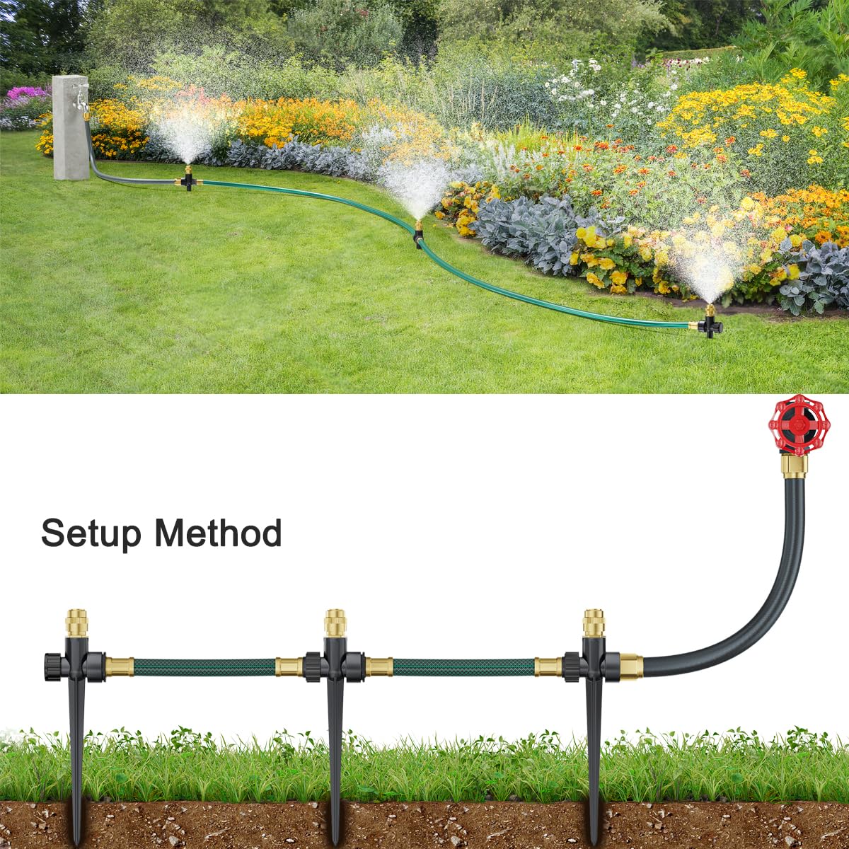 FANHAO Above Ground Sprinkler System - 360° Large Area Coverage - FANHAO