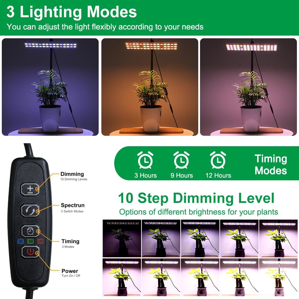 FANHAO Grow Light with Stand, Full Spectrum LED Plant Light for Indoor Plants