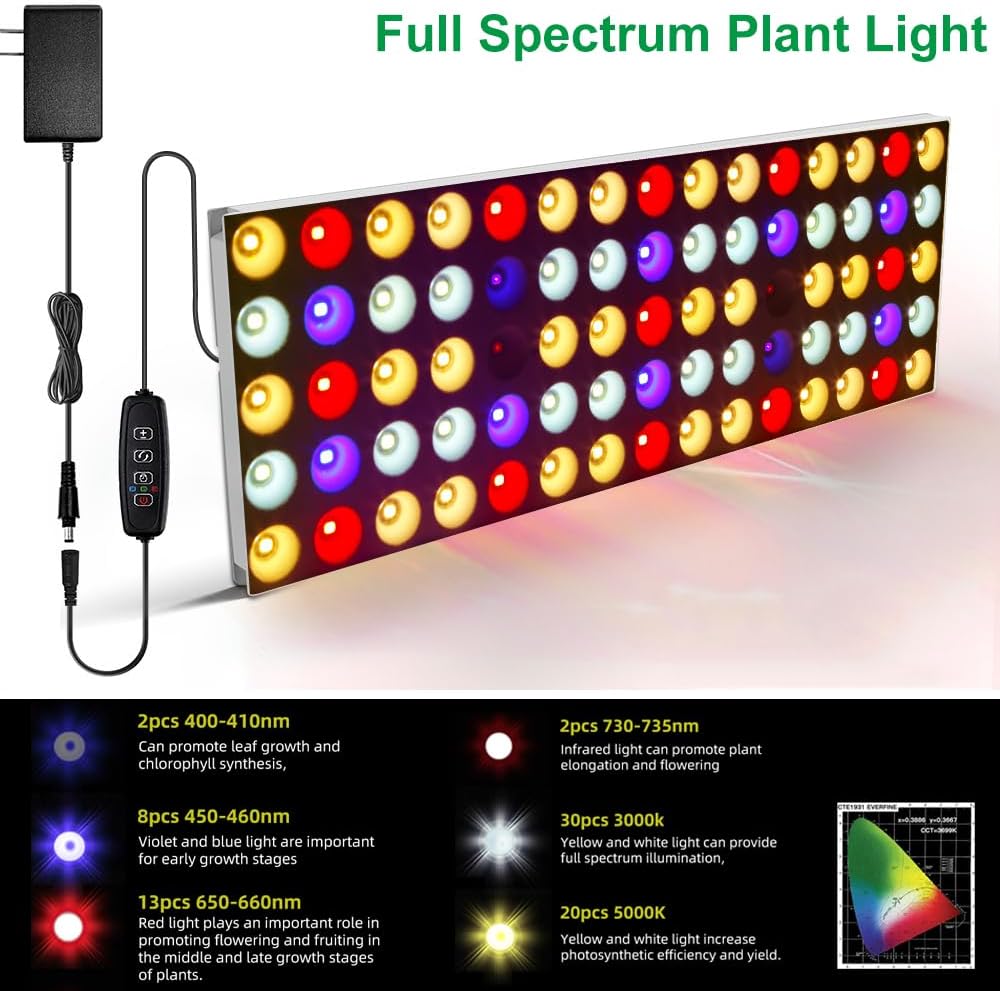 FANHAO Grow Light with Stand, Full Spectrum LED Plant Light for Indoor Plants