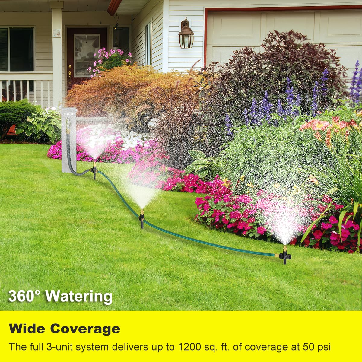 FANHAO Above Ground Sprinkler System - 360° Large Area Coverage - FANHAO