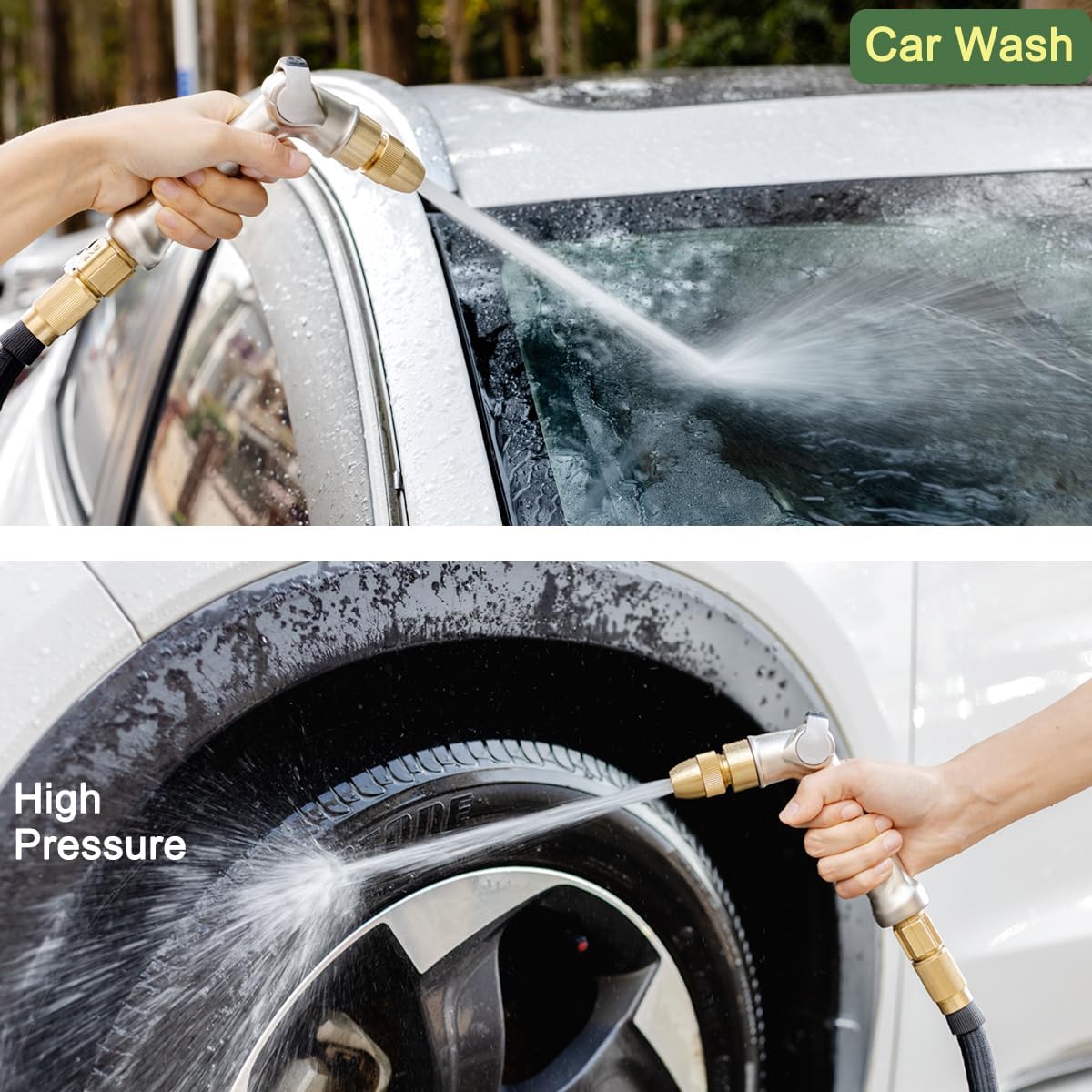 FANHAO High Pressure Adjustable Water Hose Sprayer for Lawn & Plant Watering, Car & Pet Washing