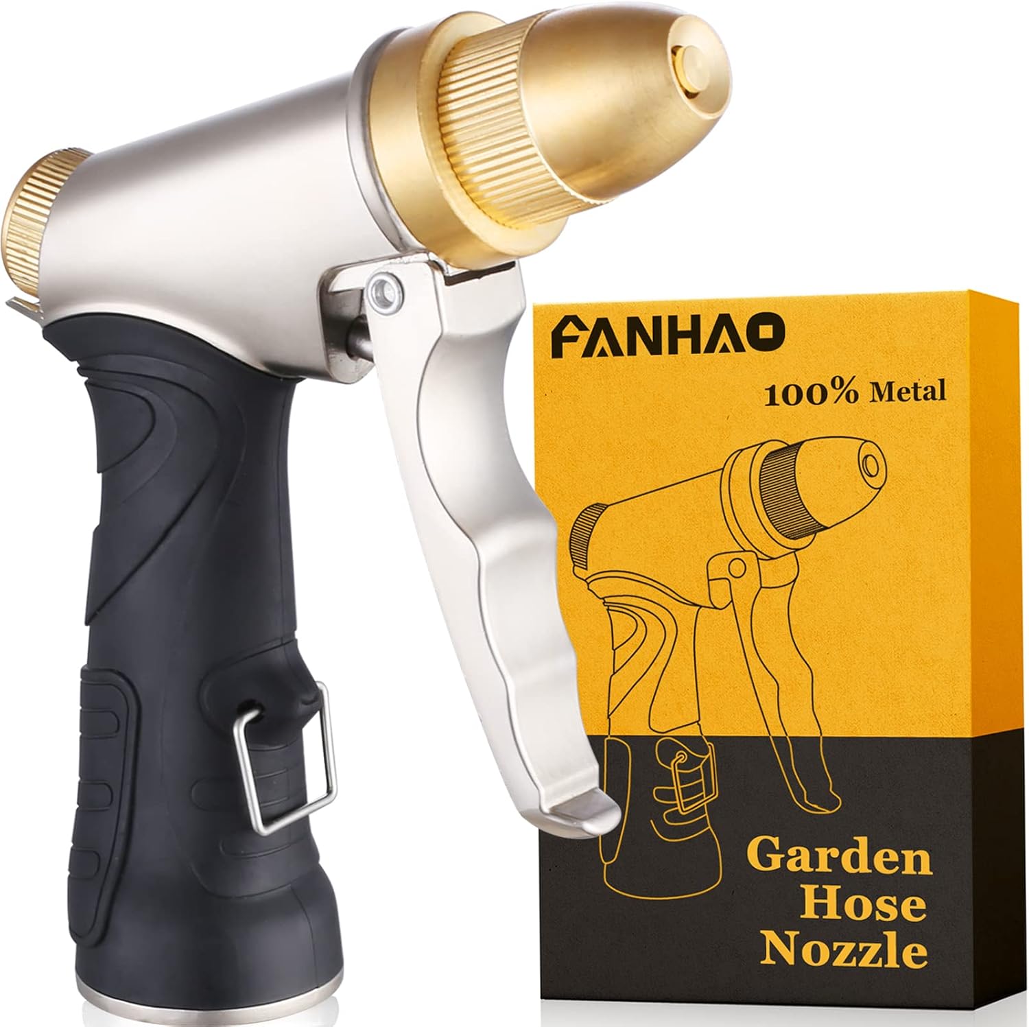 brass garden spray gun FANHAO Heavy Duty Metal Spray Nozzle High Pressure Water Nozzle with 4