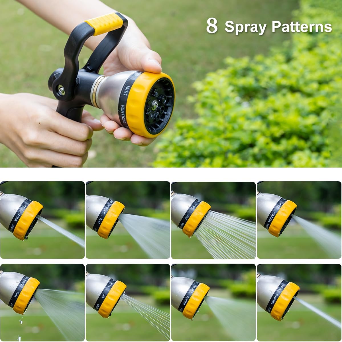 FANHAO Heavy Duty Fireman's Hose Nozzle with 8 Spray Patterns - FANHAO