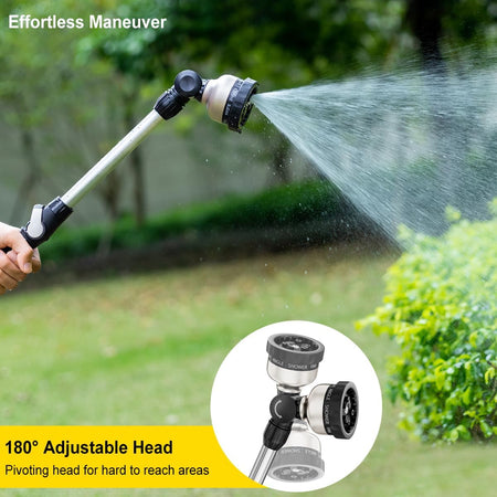 FANHAO Metal Watering Wand, 16-Inch Heavy Duty Garden Hose Wand with 9 Spray Patterns-Black - FANHAO