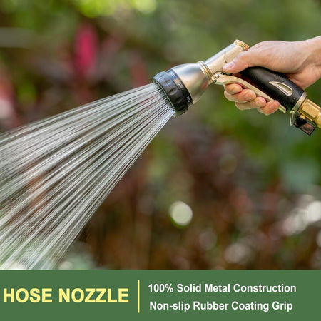 FANHAO Heavy Duty Garden Hose Nozzle, 100% Metal Water Nozzle with 8 Adjustable Spray Patterns-Black - FANHAO