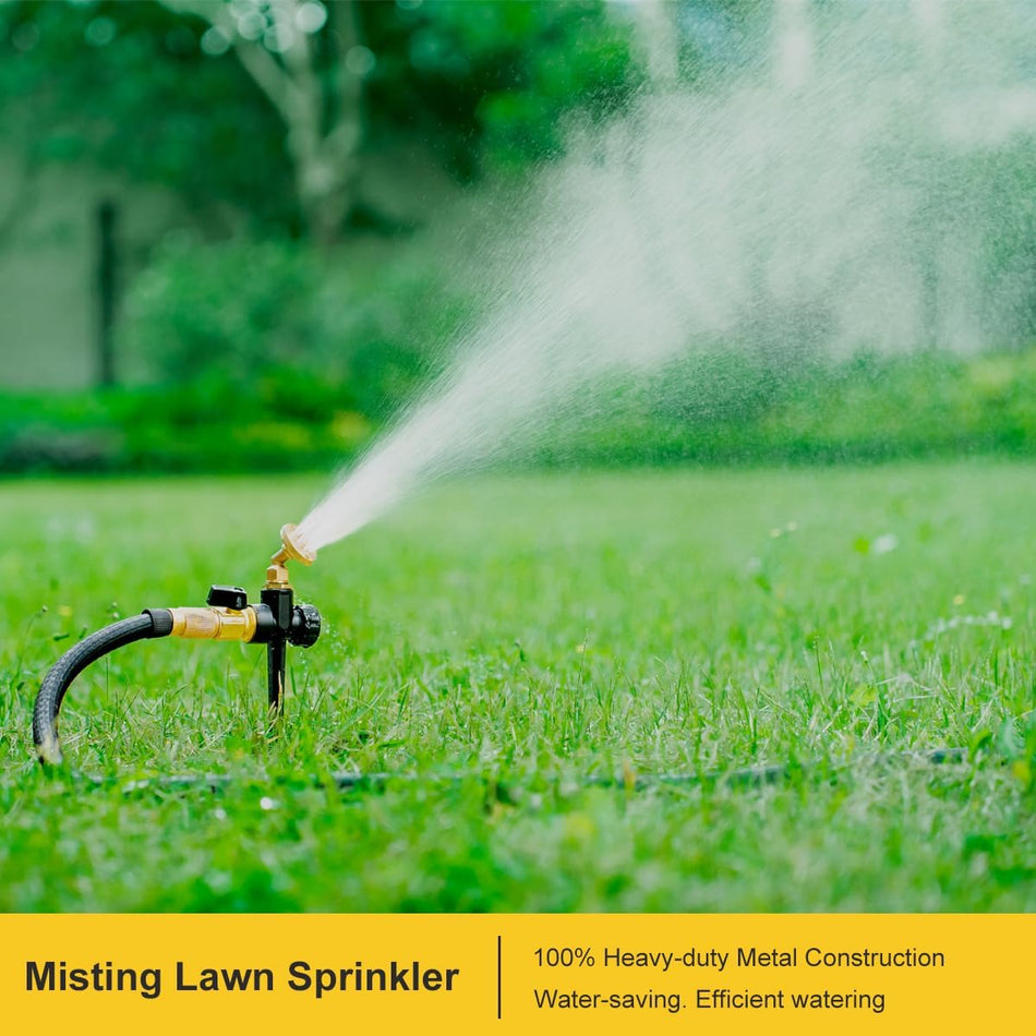 FANHAO 2 Pack Metal Lawn Sprinklers – Adjustable Brass Nozzle, Spike Base - FANHAO