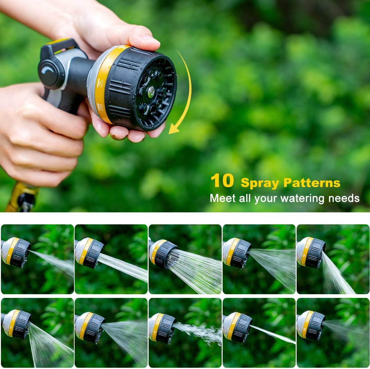 Heavy Duty Garden Hose Nozzle with 10 Spray Patterns