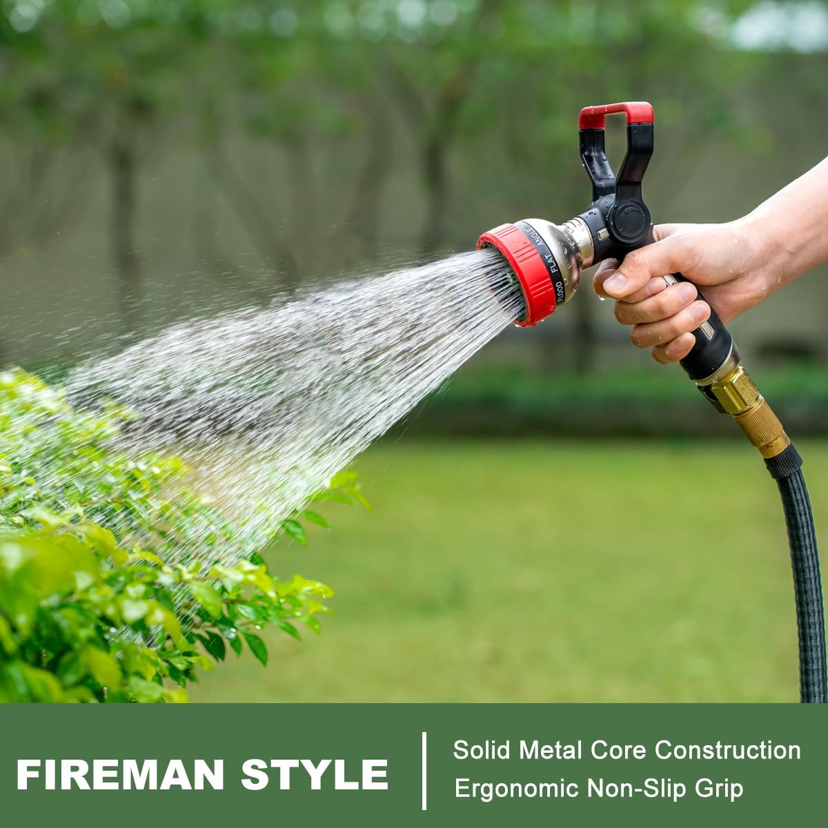 FANHAO Heavy Duty Fireman Style Garden Hose Nozzle - 9 Spray Modes - FANHAO