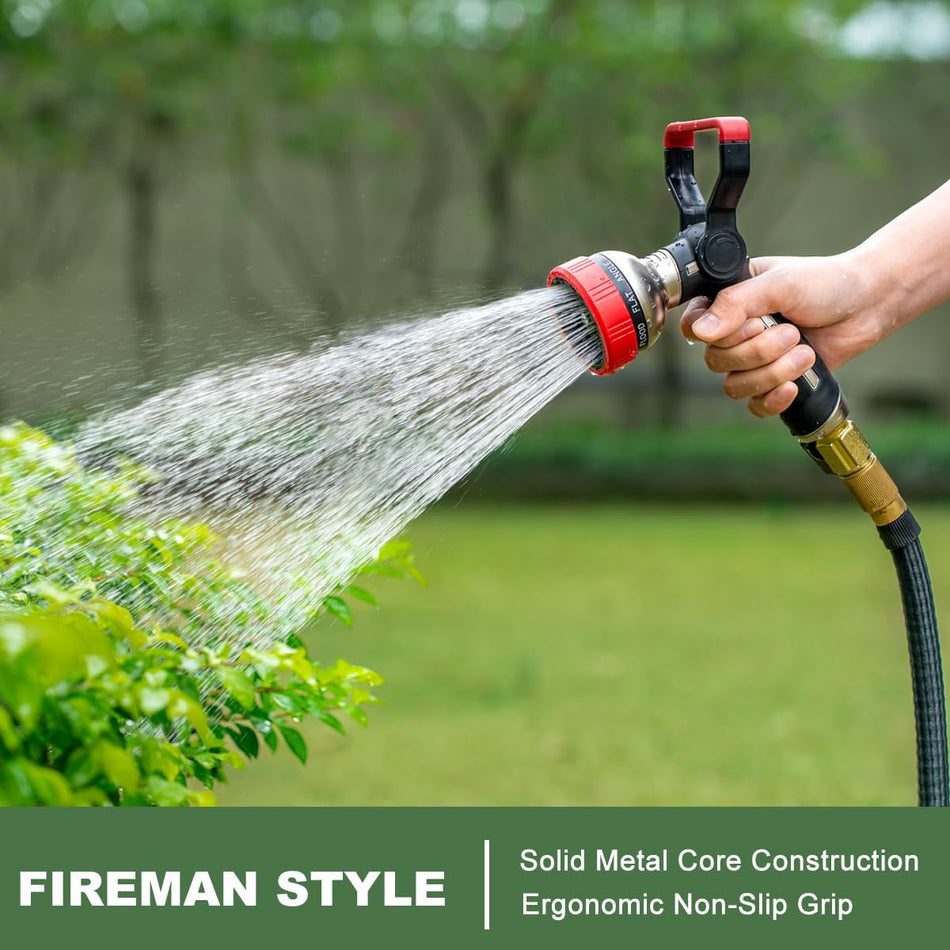 FANHAO Heavy Duty Fireman Style Garden Hose Nozzle - 9 Spray Modes - FANHAO