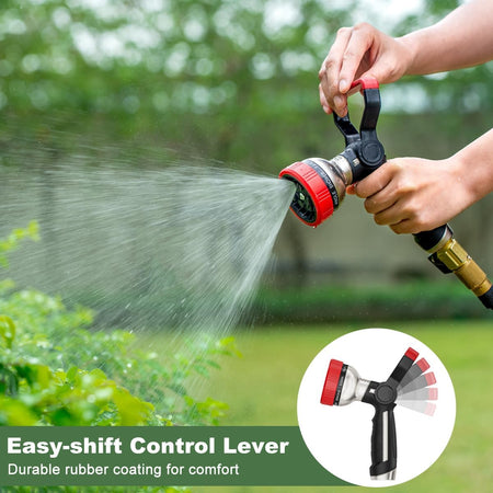 FANHAO Heavy Duty Fireman Style Garden Hose Nozzle - 9 Spray Modes - FANHAO