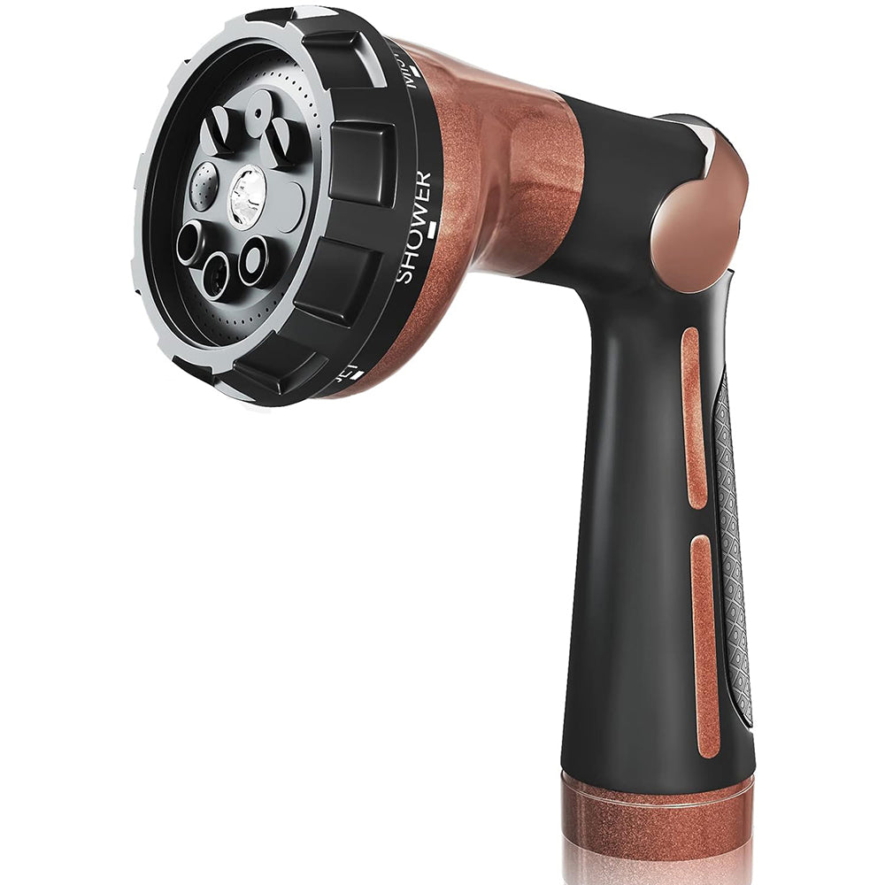 FANHAO Garden Hose Nozzle Heavy Duty, 100% Metal Water Hose Nozzle Sprayer with 8 Spray Patterns - FANHAO