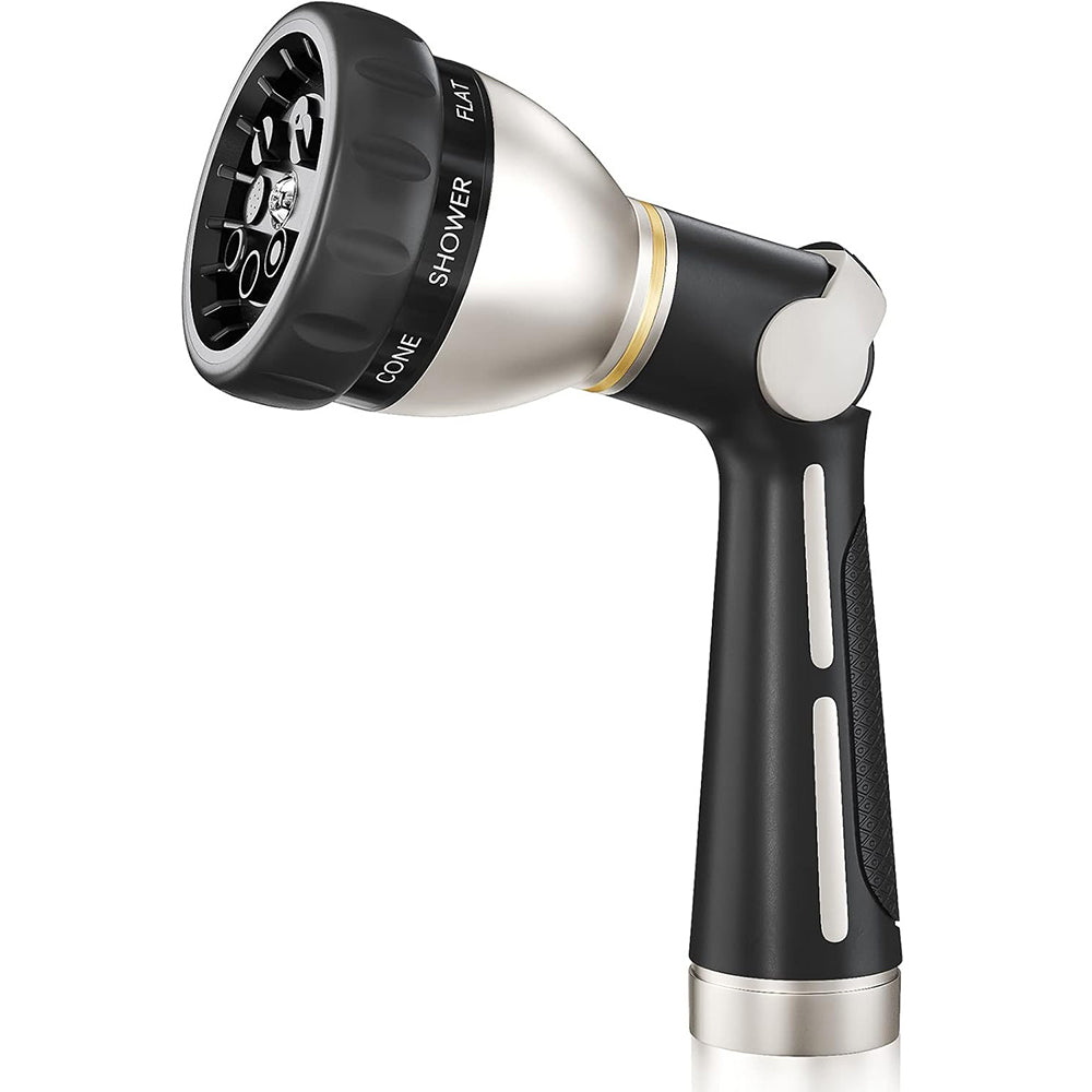 FANHAO Thumb Control Heavy-Duty 8-Pattern Metal Hose Nozzle - Black - FANHAO