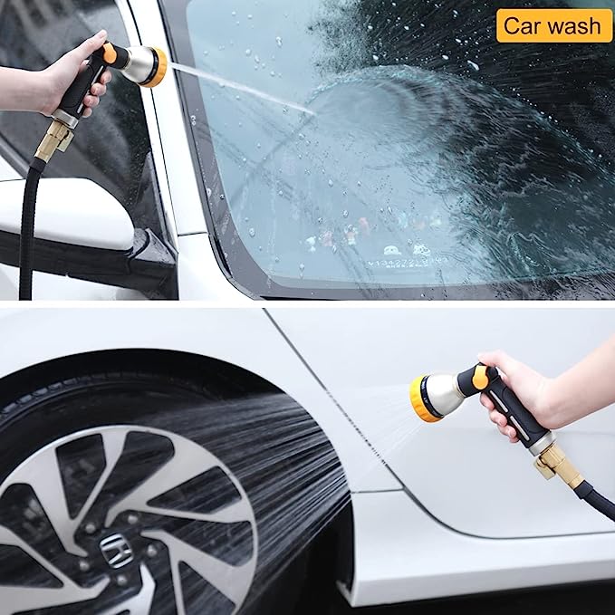 FANHAO Thumb Control Heavy-Duty 8-Pattern Metal Hose Nozzle - Black & Yellow - FANHAO