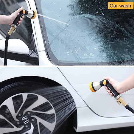 FANHAO Thumb Control Heavy-Duty 8-Pattern Metal Hose Nozzle - Black & Yellow - FANHAO