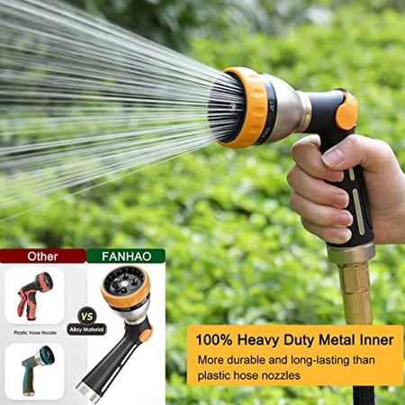 FANHAO Thumb Control Heavy-Duty 8-Pattern Metal Hose Nozzle - Black & Yellow - FANHAO