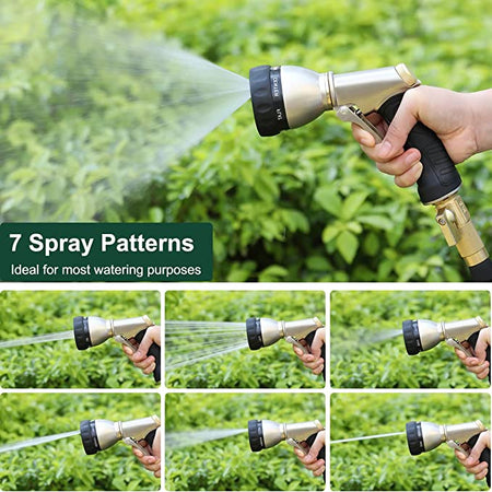 FANHAO Heavy-Duty Metal Hose Nozzle - 7 Spray Patterns, Ergonomic Grip - FANHAO