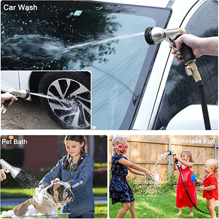 FANHAO Heavy-Duty Metal Hose Nozzle - 7 Spray Patterns, Ergonomic Grip - FANHAO