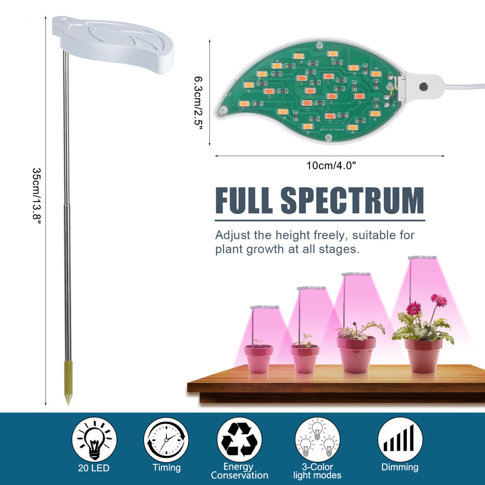FANHAO LED Grow Light for Indoor Plants, Telescopic Stick Single Head, Full Spectrum Plant Lamp with Cycle Timer Function