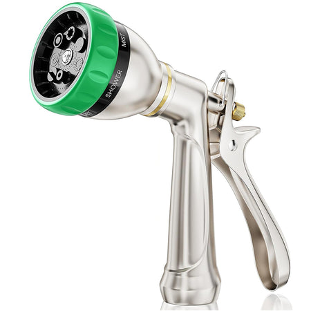 FANHAO Heavy Duty Metal Hose Nozzle - 7-Pattern, Ergonomic Rear Trigger - FANHAO