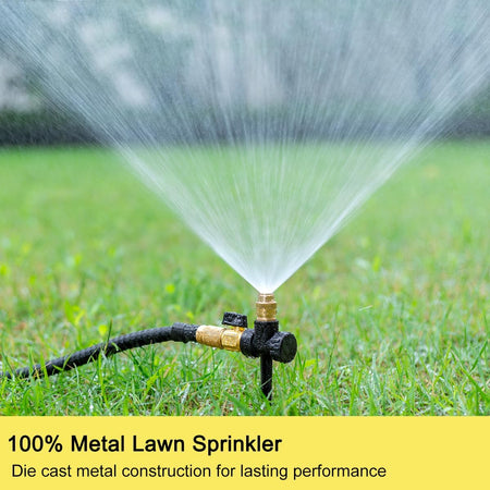 FANHAO 2 Pack Metal Lawn Sprinkler for Yard, Automatic Garden Water Sprinkler on Spike Base-Black - FANHAO