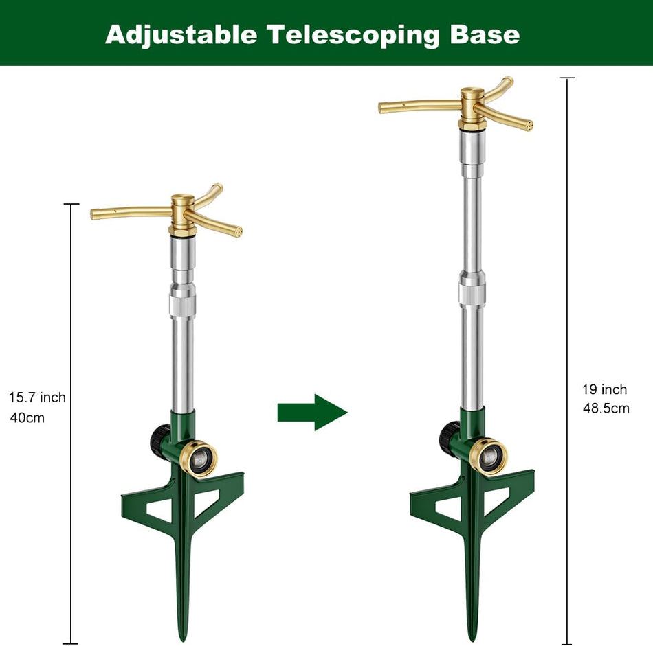 FANHAO 2 Pack Metal Lawn Sprinklers with Adjustable Telescoping Base for Large Area Coverage