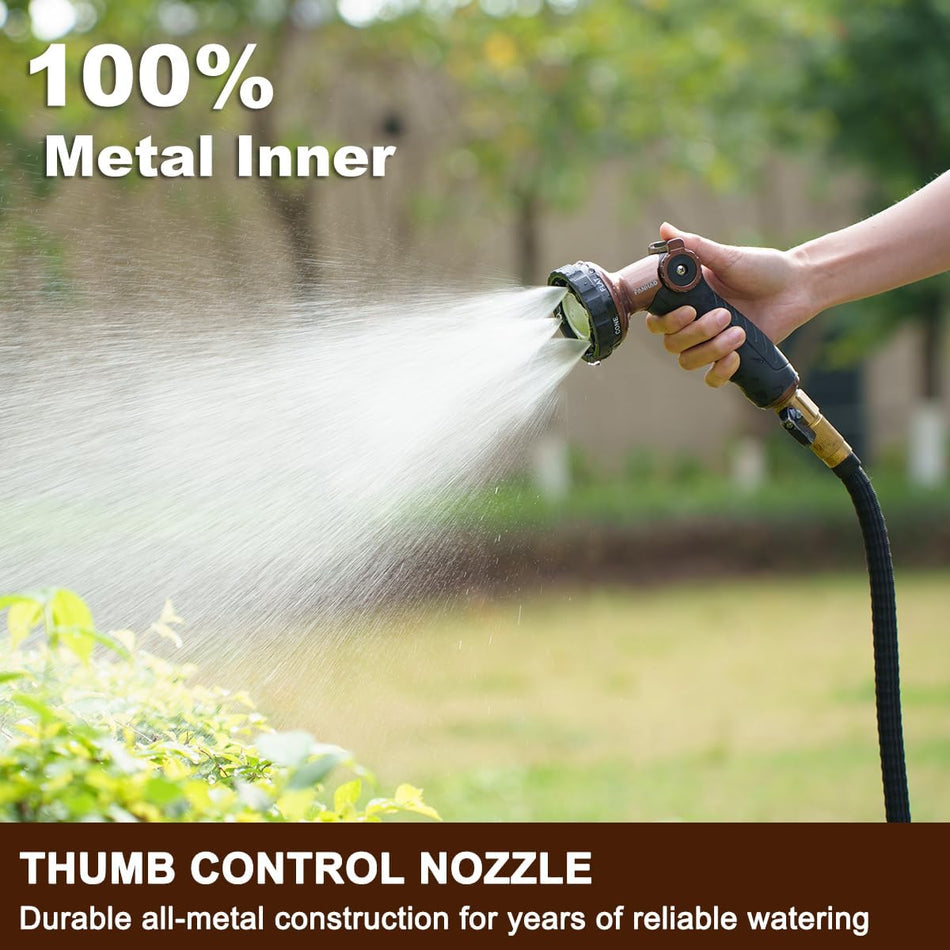 FANHAO Heavy Duty Garden Hose Nozzle, Metal Water Hose Sprayer with 6 Adjustable Patterns