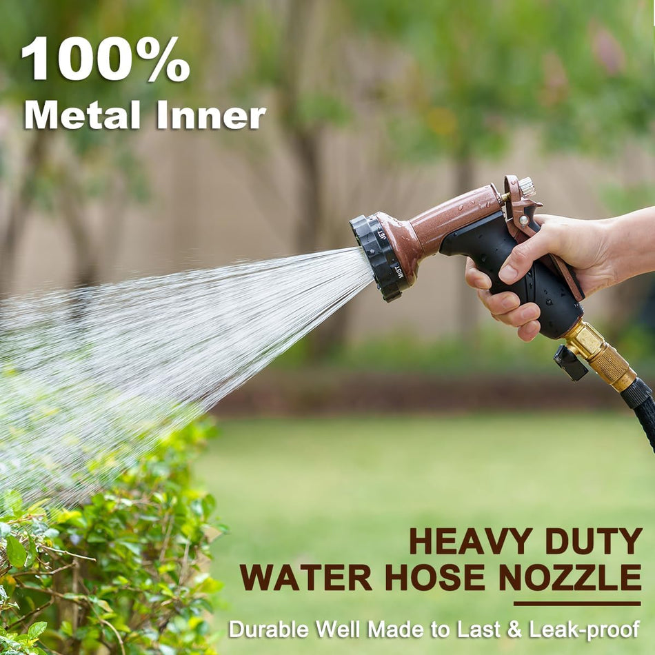 FANHAO Metal Garden Hose Nozzle, Heavy Duty Water Hose Sprayer with 6 Spray Patterns, Rear Trigger