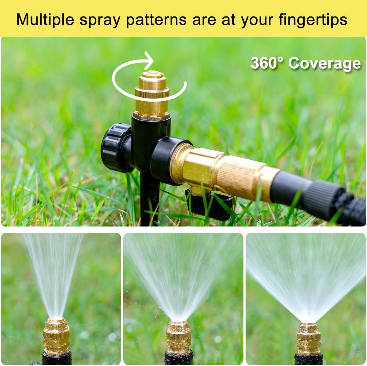 garden sprinkler sprayer FANHAO 2 Pack Metal Lawn Sprinkler for Yard, Automatic Garden Water Sprinkler on Spike Base-Black