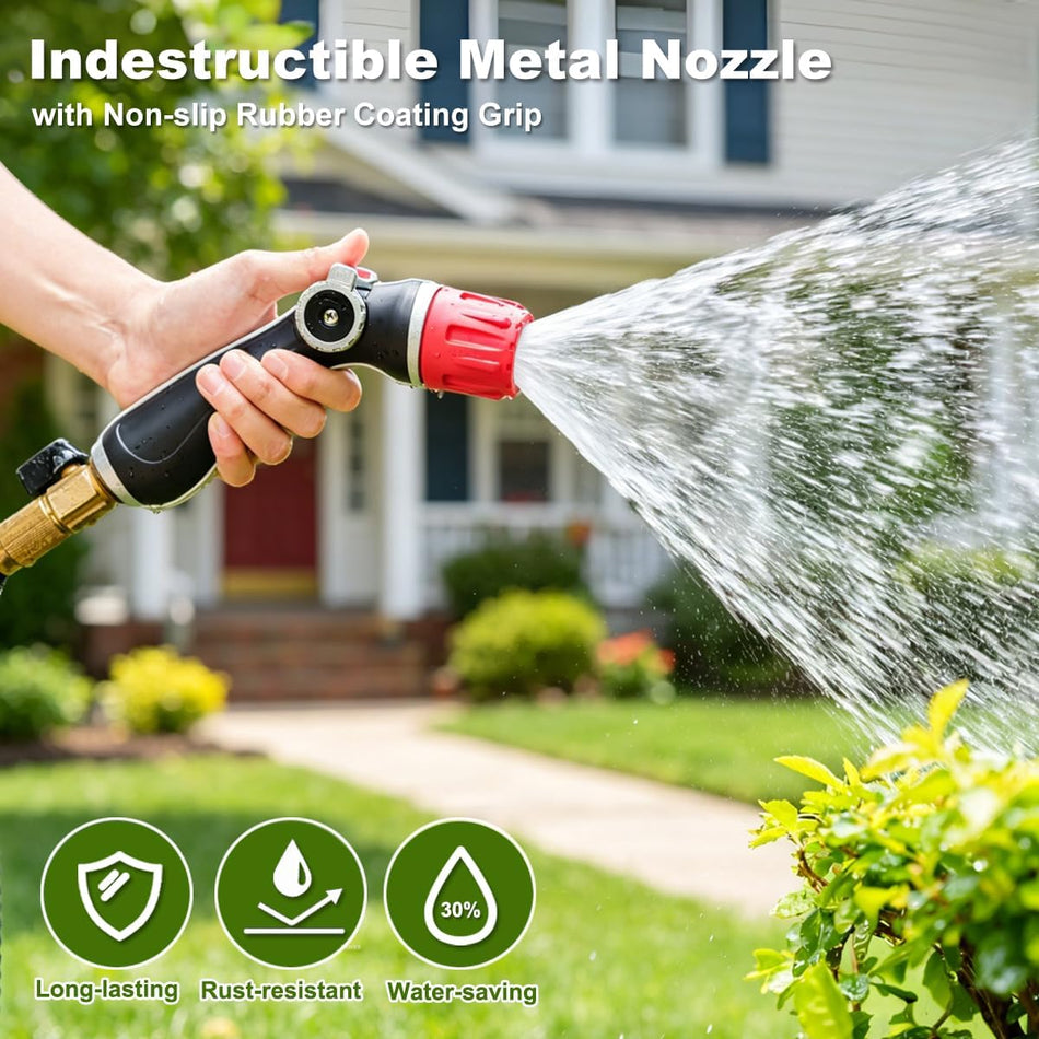 FANHAO Metal Thumb Control Adjustable Nozzle with 30% Higher Water Flow, Heavy Duty Garden Hose Nozzle High Pressure Water Nozzle