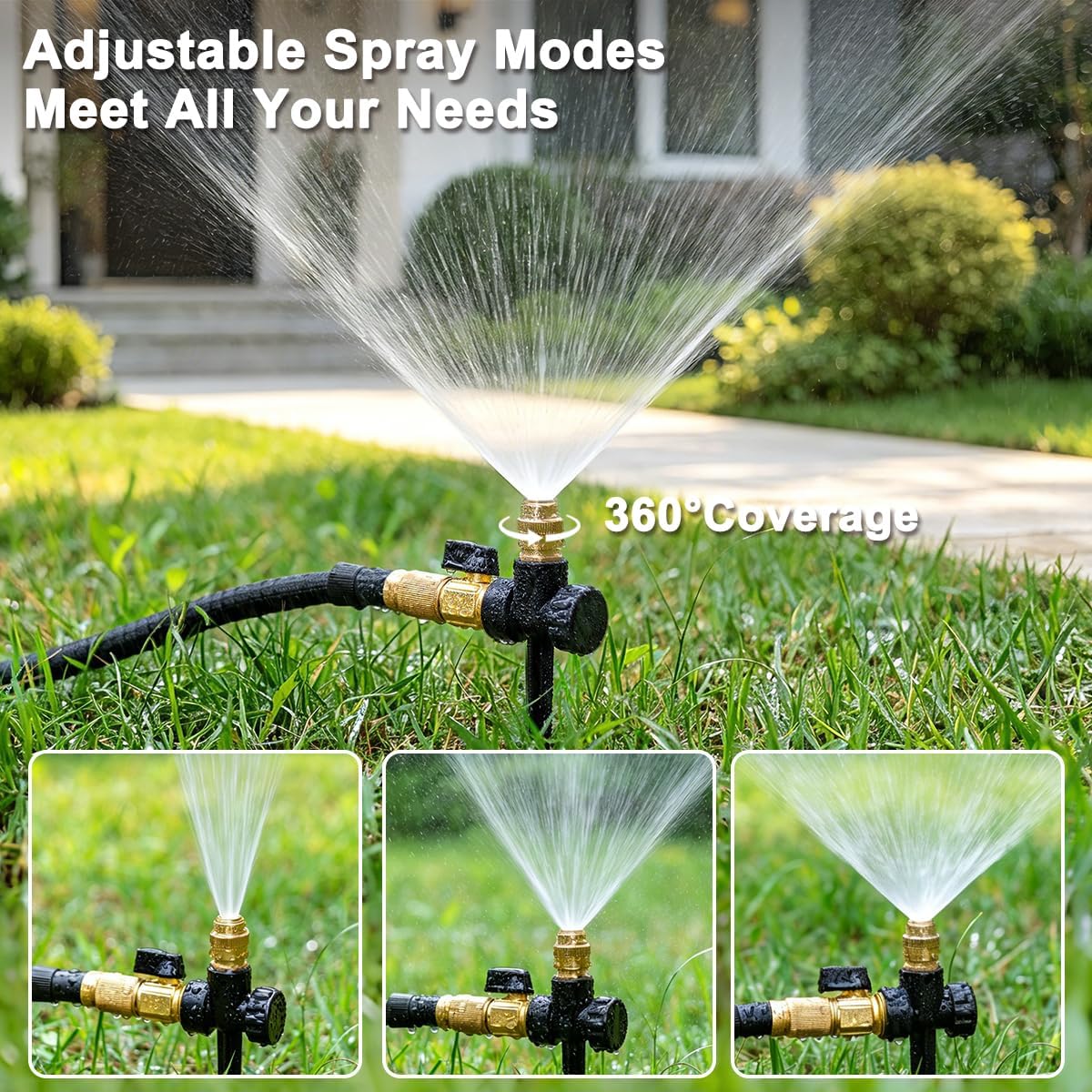 garden sprinkler sprayer FANHAO 3-Pack Heavy-Duty Metal Lawn Sprinkler with Spike Base, 360° Adjustable Garden Water Sprinkler for Lawn Irrigation System