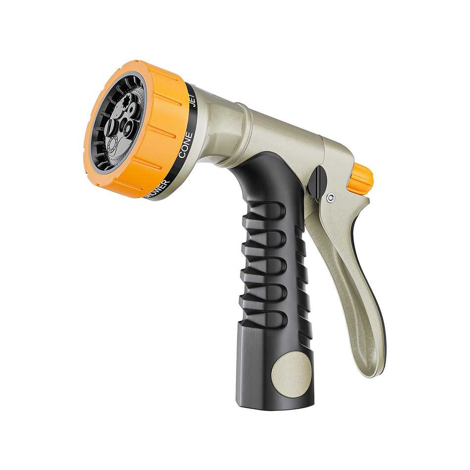 FANHAO Heavy Duty Garden Hose Nozzle, 100% Metal Rear Trigger Hose Sprayer for Garden Hose High Pressure, 7 Spray Patterns Water Hose Nozzle for Plants Watering