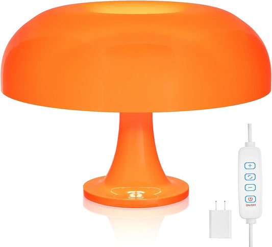 FANHAO 3-Way Dimmable Orange Mushroom Lamp, 70s Retro Midcentury Lamp for Room