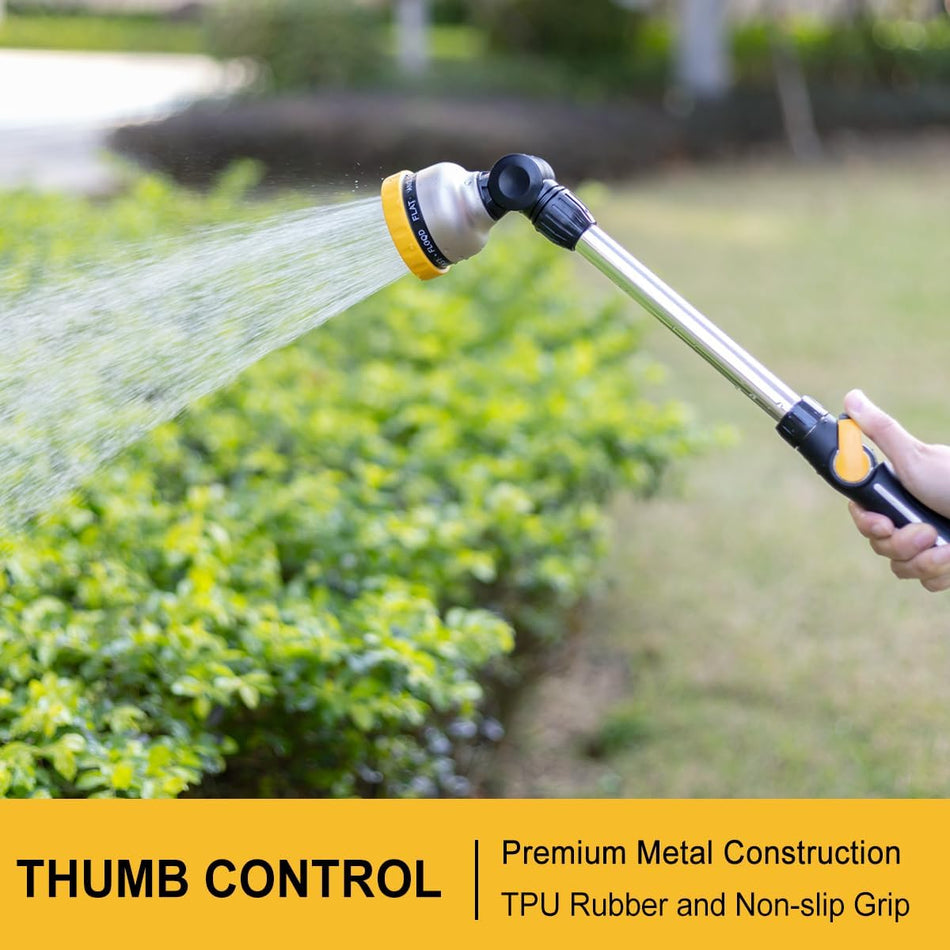 FANHAO Metal Watering Wand,  16-Inch Heavy Duty Garden Hose Wand with 9 Spray Patterns-‎Yellow - FANHAO