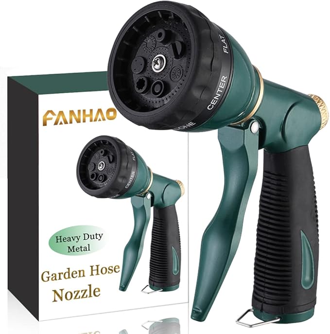 FANHAO Garden Hose Nozzle Sprayer Heavy Duty with 7 Patterns for Watering Garden