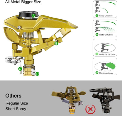 FANHAO Heavy Duty Pulsating Impact Lawn Sprinkler with Metal Base