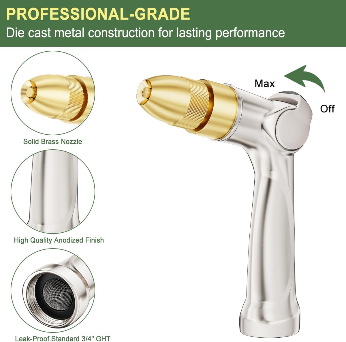 FANHAO Professional Heavy Duty Garden Hose Nozzle