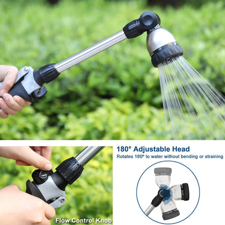 FANHAO Watering Wand Heavy Duty,16 Inches Metal Garden Hose Wand with 8 Spray Patterns - FANHAO
