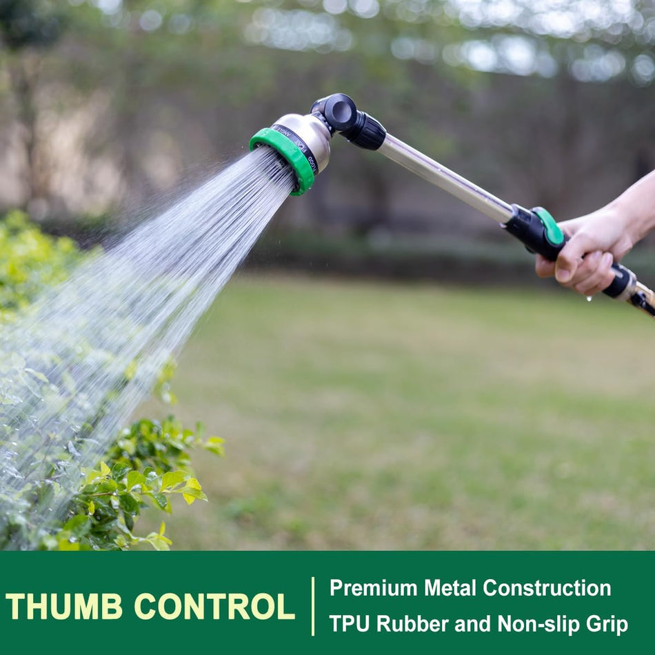 FANHAO Metal Watering Wand, 16-Inch Heavy Duty Garden Hose Wand with 9 Spray Patterns-‎Green - FANHAO
