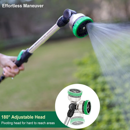 FANHAO Metal Watering Wand, 16-Inch Heavy Duty Garden Hose Wand with 9 Spray Patterns-‎Green - FANHAO