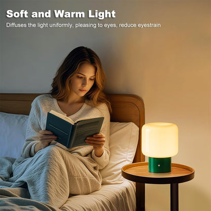 FANHAO Touch Bedside Table Lamp, Portable Cordless Rechargeable Mushroom Lamp, 3-Way Dimmable, 4000mAh Battery Operated