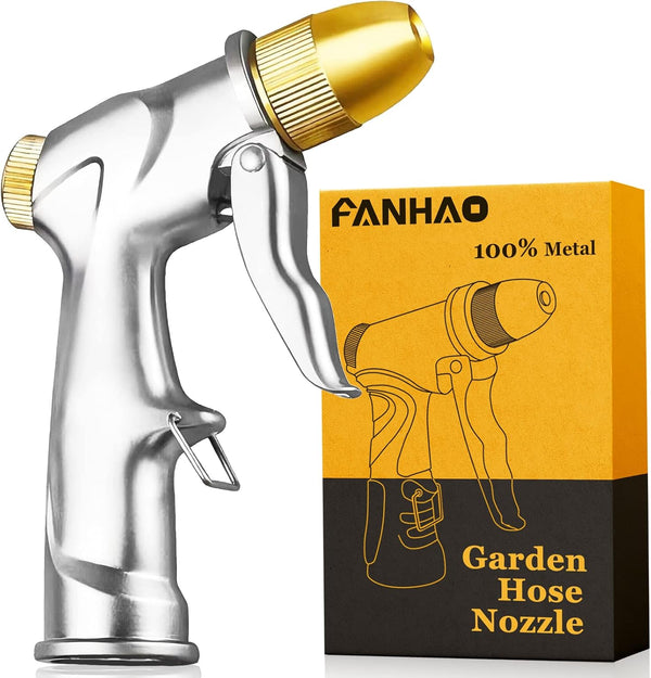 FANHAO Upgraded Heavy Duty Metal 4-Pattern Hose Nozzle Sprayer
