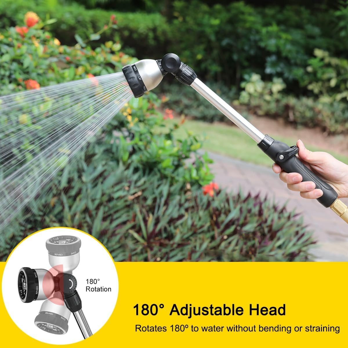 FANHAO 16 Inches 8-Pattern Garden Watering Wand-Black - FANHAO