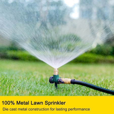 FANHAO 2 Pack Metal Lawn Sprinkler for Yard, Automatic Garden Water Sprinkler on Spike Base - FANHAO