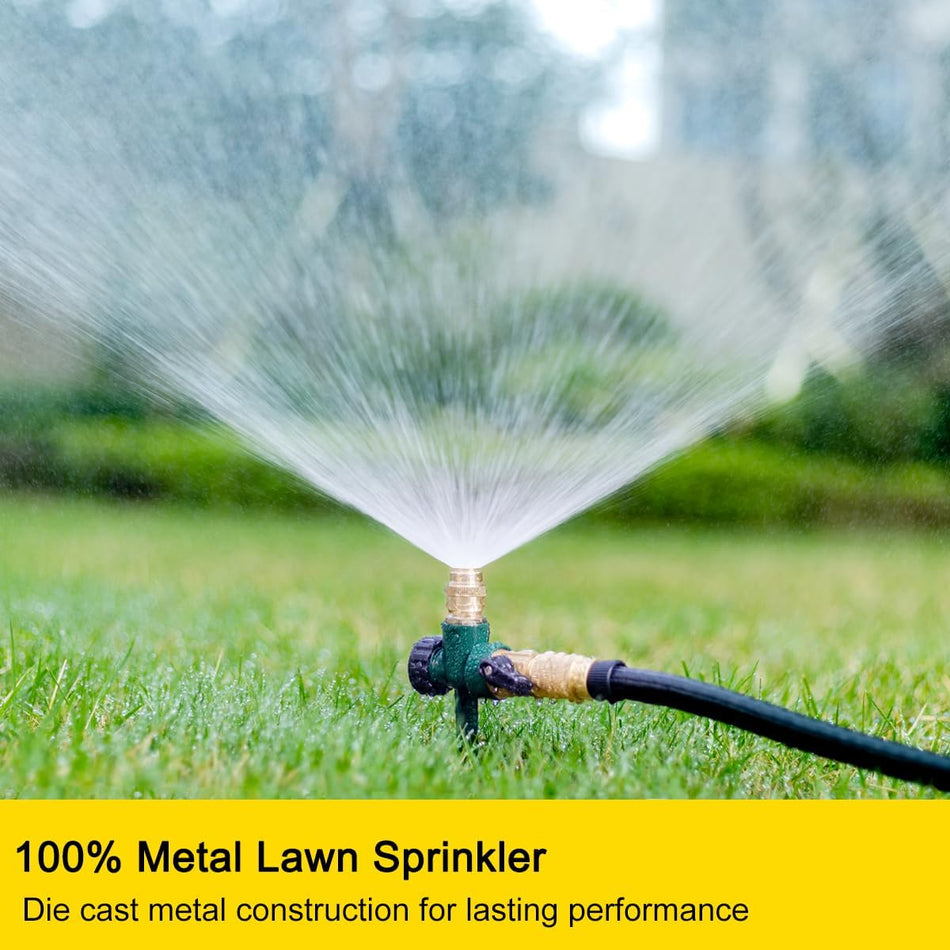 FANHAO 2 Pack Metal Lawn Sprinkler for Yard, Automatic Garden Water Sprinkler on Spike Base - FANHAO