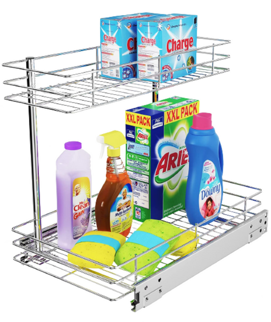 FANHAO Pull Out Cabinet Organizer,10.43W x 17.32D x 14.56H,Chrome