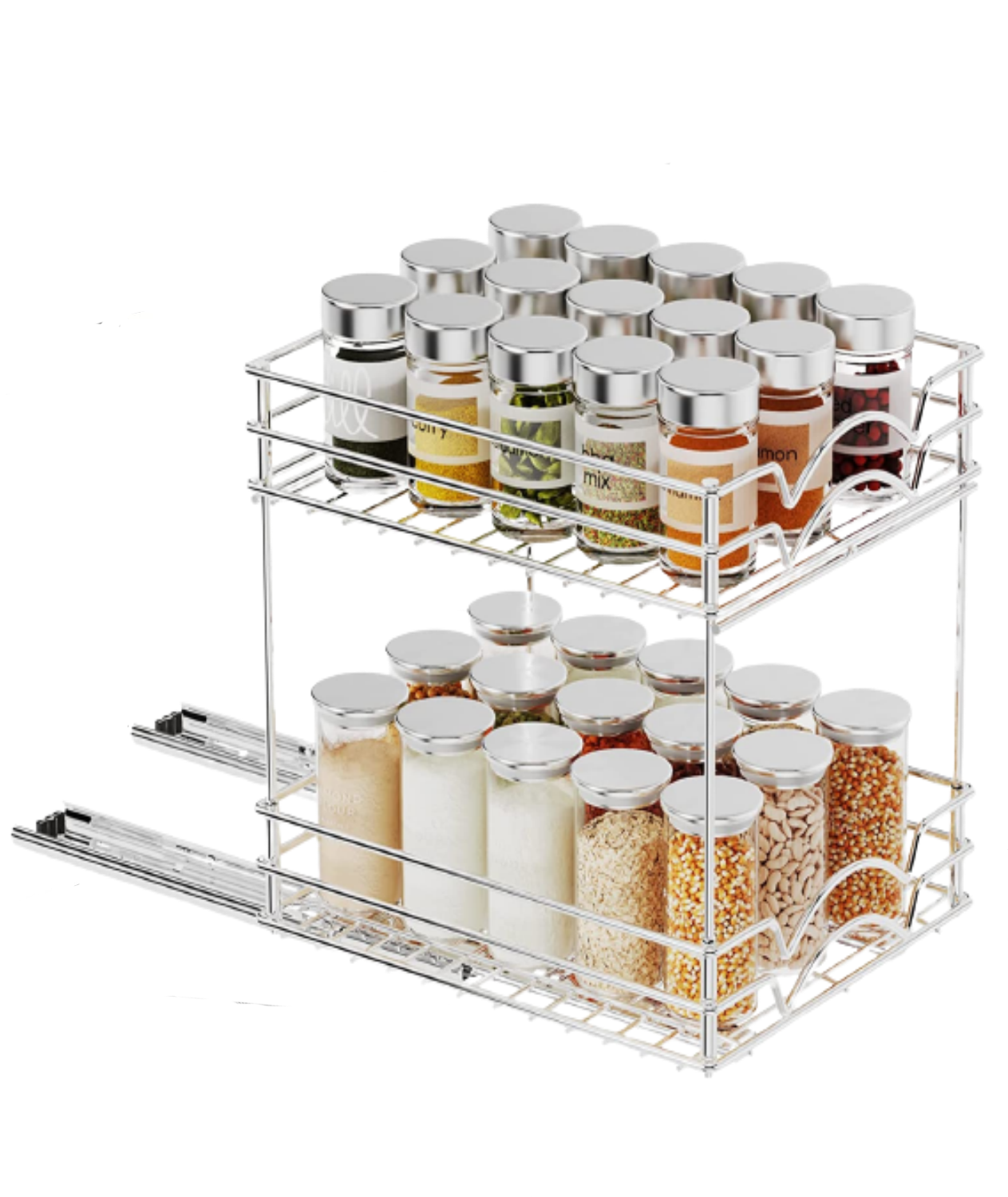 FANHAO Pull Out Spice Rack Organizer for Cabinet, Heavy Duty Slide Out Seasoning Kitchen Organizer