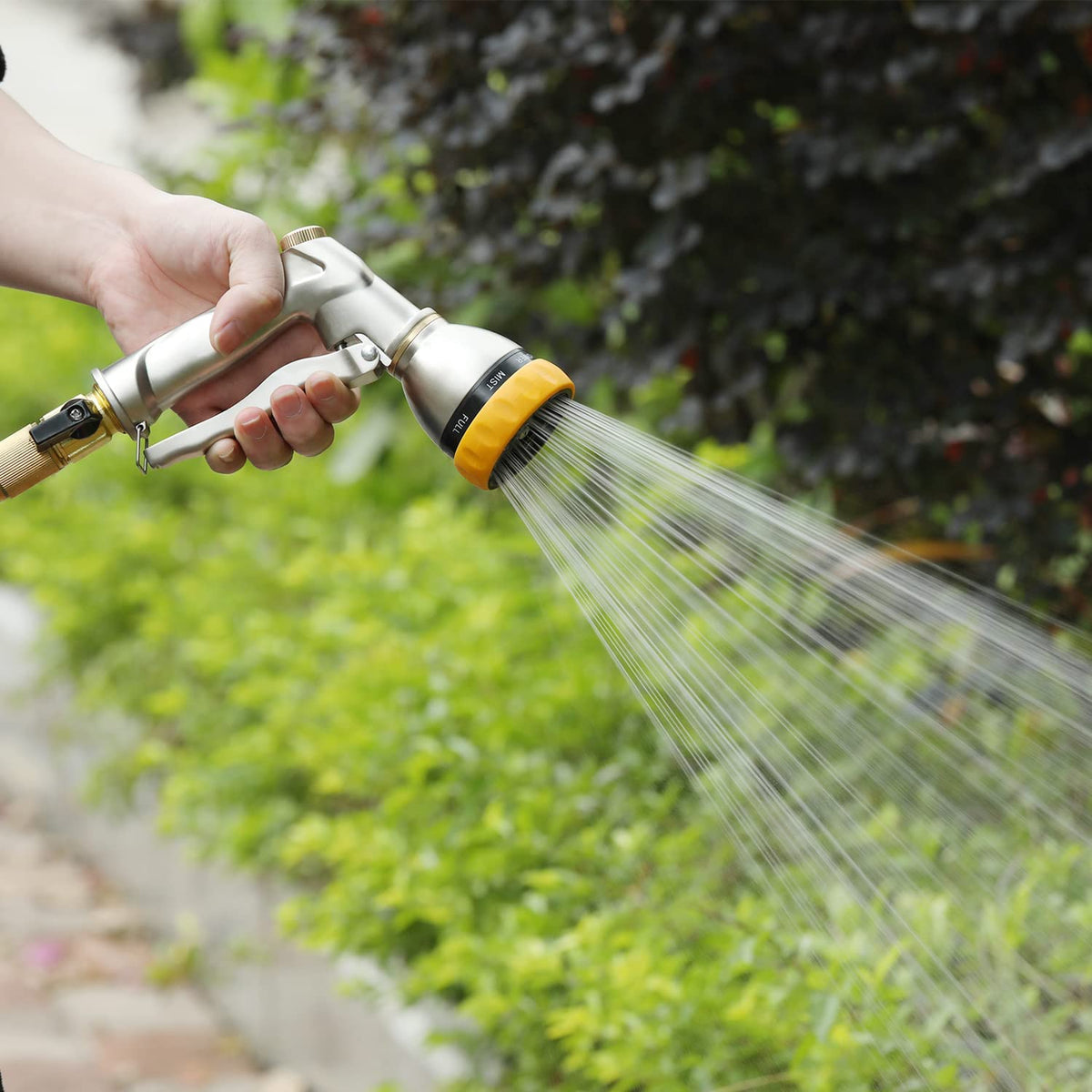 water spray garden hose FANHAO Garden Hose Nozzle Sprayer 100% Heavy Duty Metal Water Hose Spr