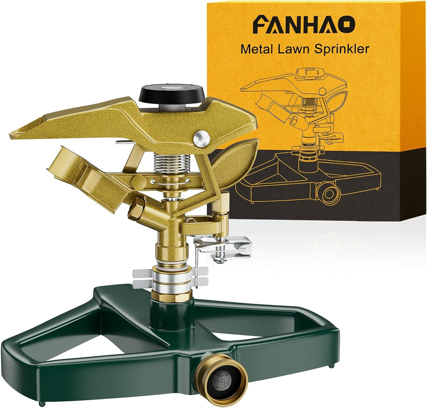 FANHAO Heavy Duty Pulsating Impact Lawn Sprinkler with Metal Base