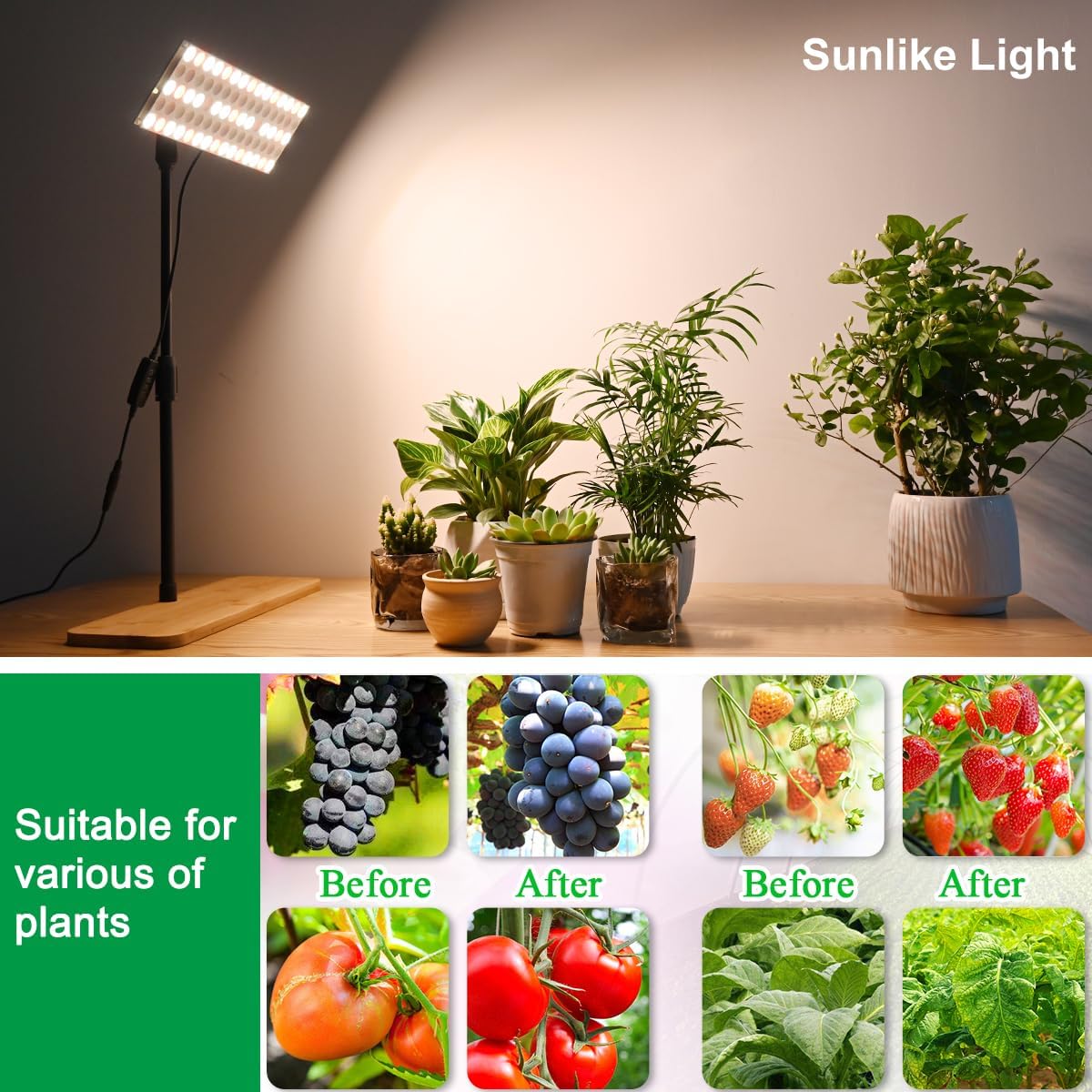 FANHAO Grow Light with Stand, Full Spectrum LED Plant Light for Indoor Plants