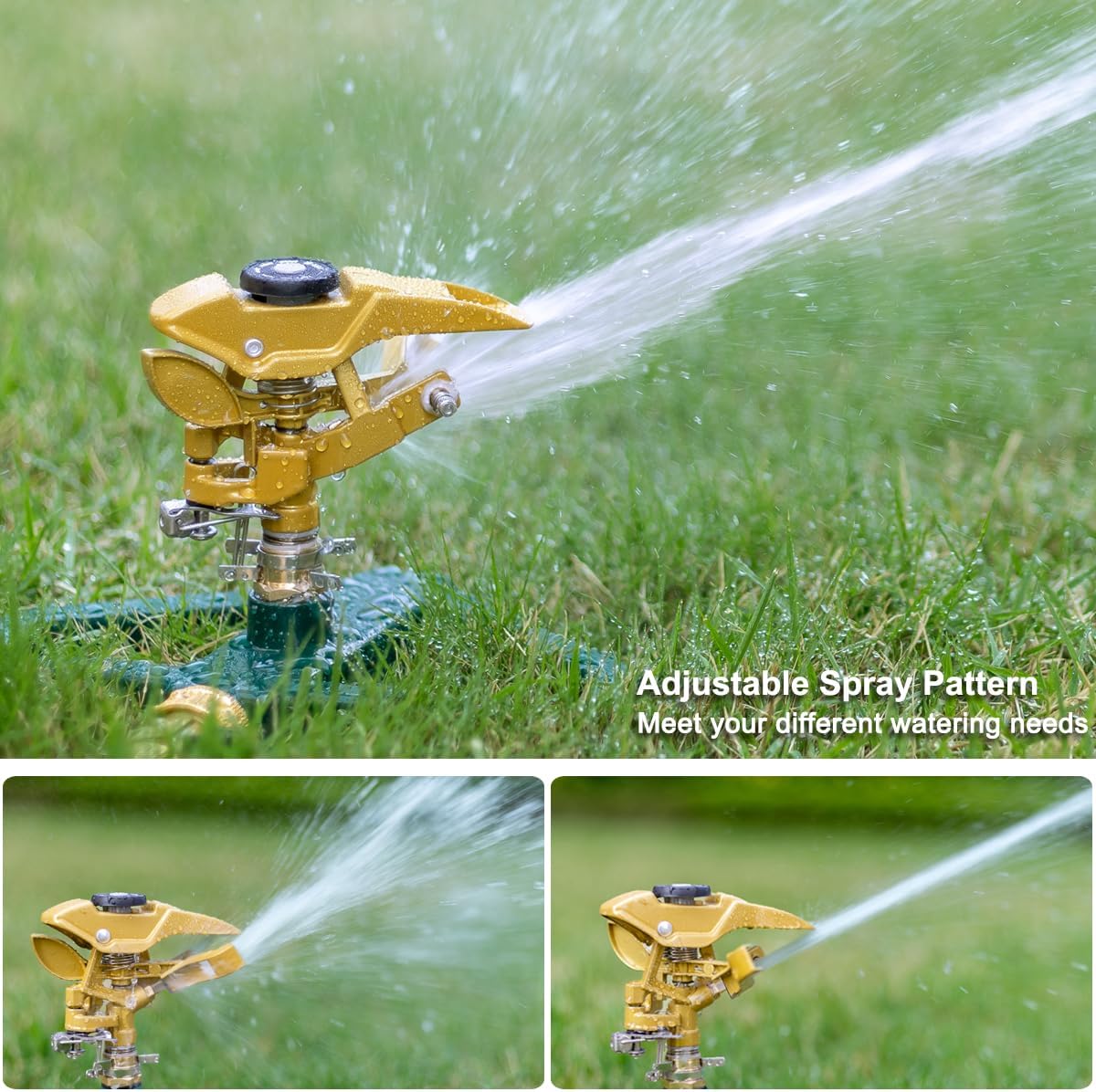 FANHAO Heavy Duty Pulsating Impact Lawn Sprinkler with Metal Base